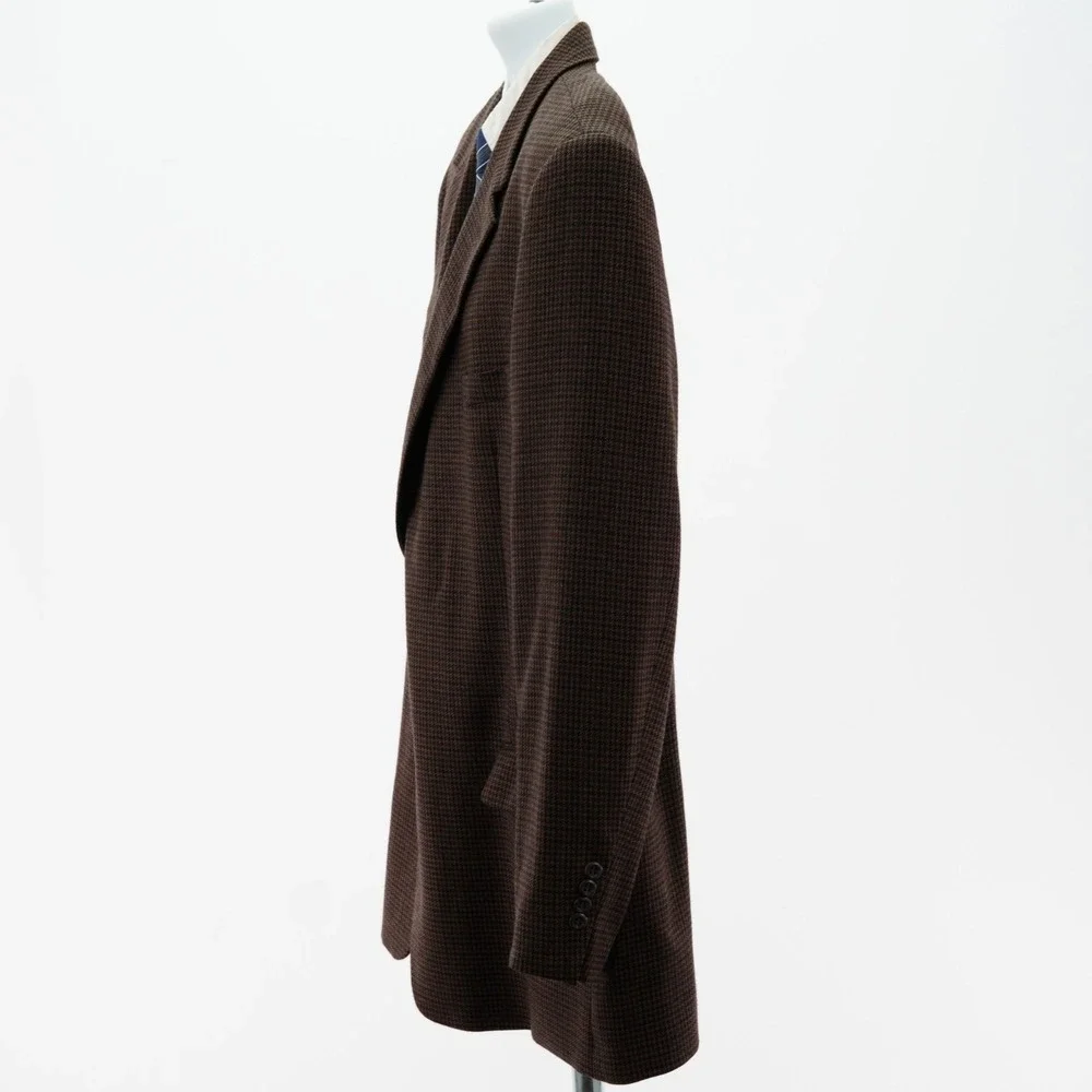 Joseph & Feiss International Lambswool Tweed Brown Tan Blue Check 48L Sport Coat